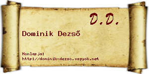 Dominik Dezső névjegykártya